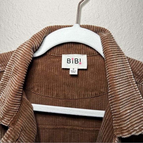 134. Bibi Distressed Latte Brown Oversized Corduroy Crop Jacket - Picture 4 of 9